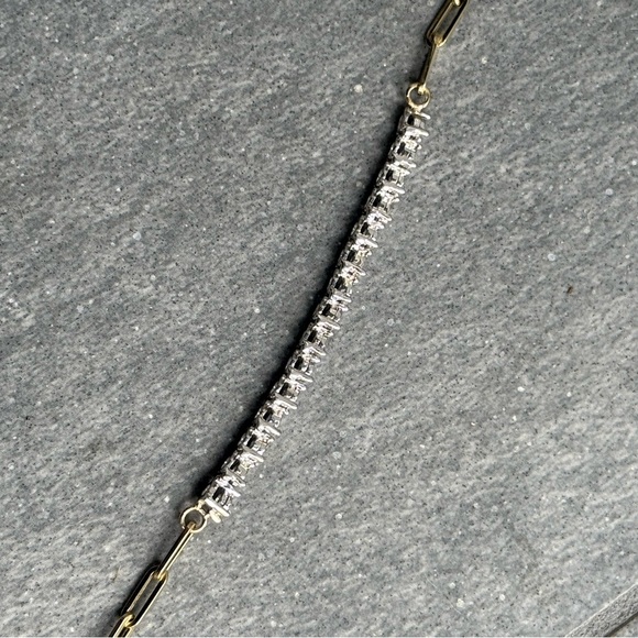 Diamond and paperclip tennis bracelet - Picture 3 of 14